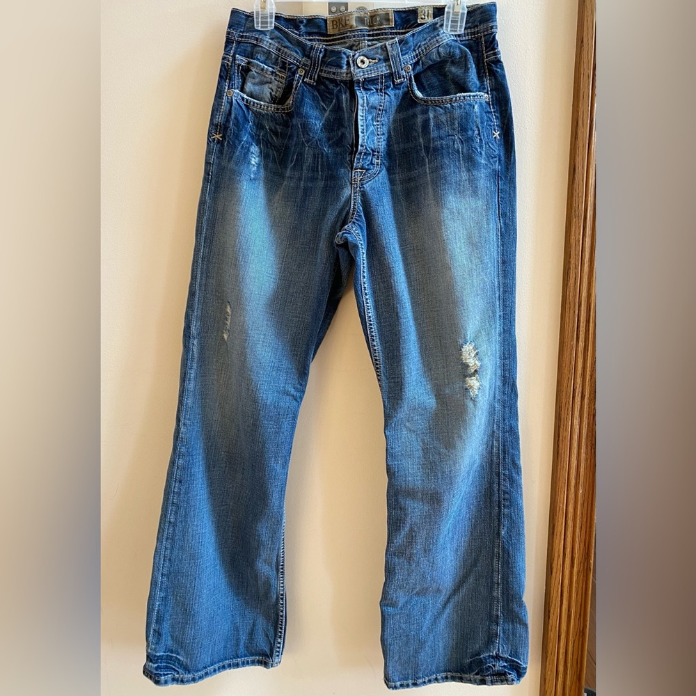 Men’s BKE Tyler Jeans 31x32 Medium Wash Buckle Jean 31R Distressed Relaxed Fit